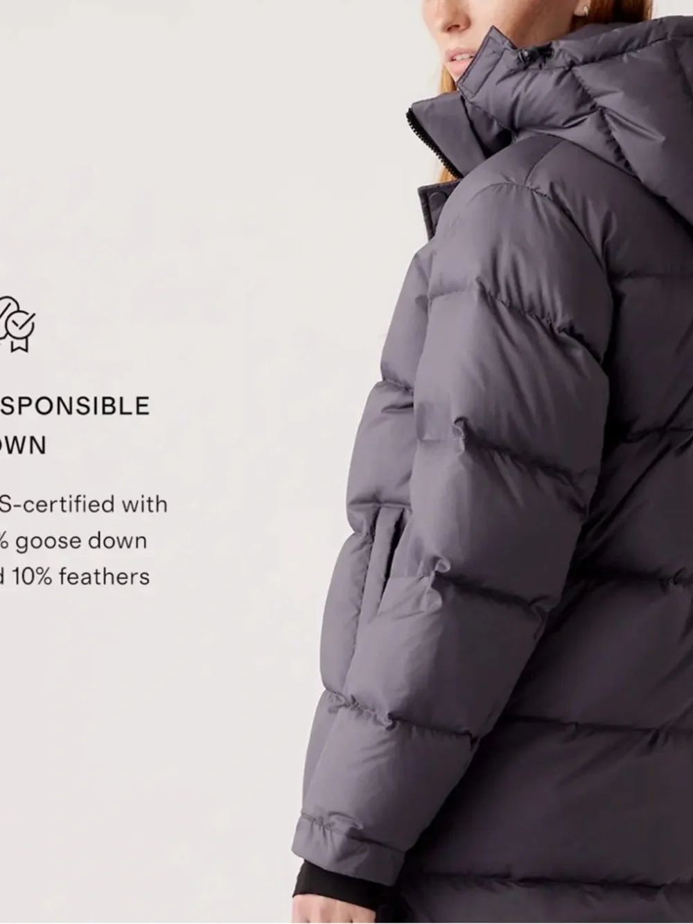 Quince Responsible Down Long Puffer Coat Carbon Grey Medium NWT Winter Coat - Picture 5 of 9